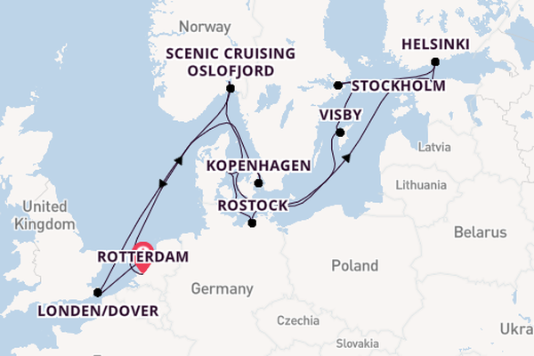 Engeland vanaf Rotterdam, Nederland met de Nieuw Statendam