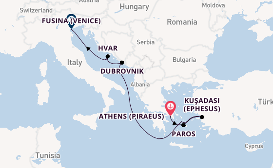 Eastern Mediterranean from Athens (Piraeus), Greece with the EXPLORA II