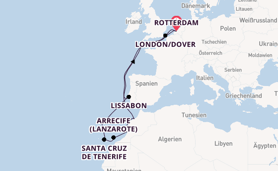 Kanarische Inseln ab Rotterdam, Niederlande auf der Nieuw Statendam