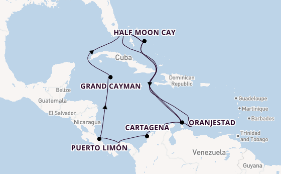 Caribbean vanaf Fort Lauderdale, Verenigde Staten met de Oosterdam