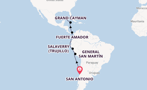 Zuid-Amerika vanaf San Antonio, Chili met de Nieuw Amsterdam