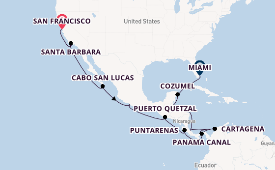 Central America from San Francisco, California with the EUROPA
