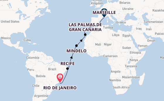 Transatlantic from Rio de Janeiro, Brazil with the Costa Serena