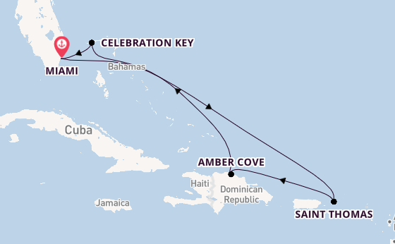 Caribbean from Miami, Florida with the Carnival Celebration