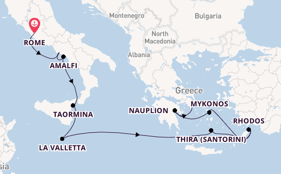 Middellandse Zee vanaf Rome, Italië met de Silver Nova