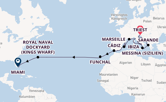 Transatlantik ab Triest, Italien auf der Sonata (Oceania)