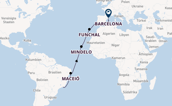 Transatlantik ab Rio de Janeiro, Brasilien auf der MSC Seaview