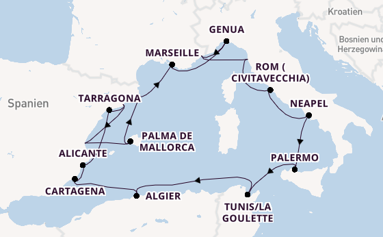 Westliches Mittelmeer ab Barcelona, Spanien auf der EXPLORA II