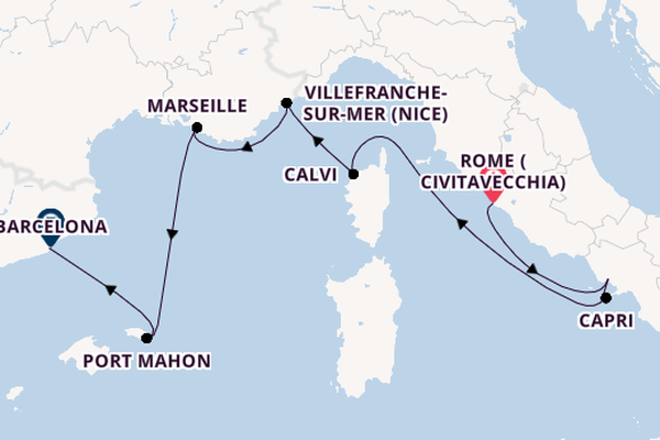 Western Mediterranean from Rome (Civitavecchia), Italy with the EXPLORA I