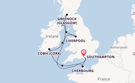 British Isles from Southampton, England with the MSC Meraviglia