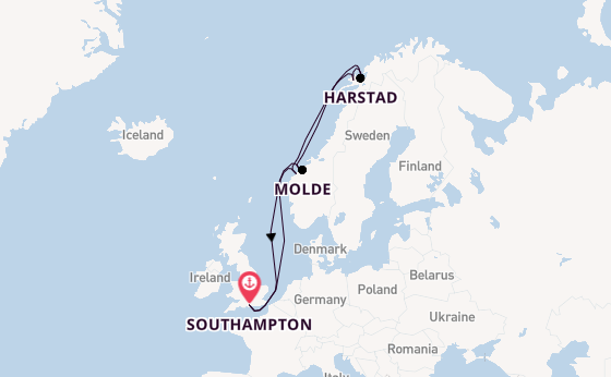 Norway from Southampton, England with the Bolette