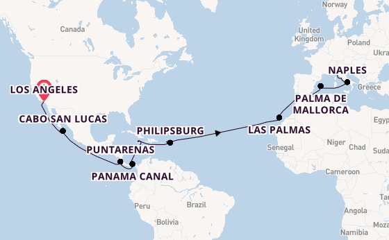 Transatlantic from Los Angeles, California, USA with the MSC Magnifica