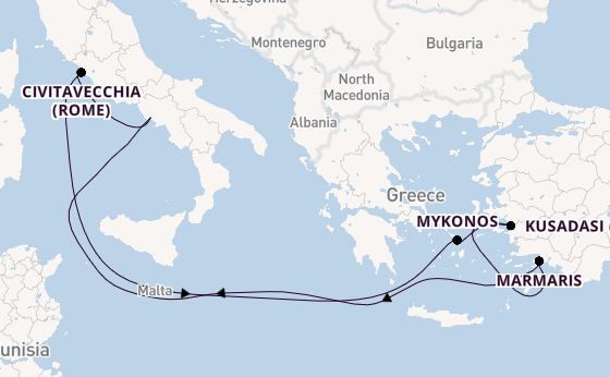 Middellandse Zee vanaf Napels, Italië met de MSC Divina