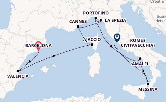 Western Mediterranean from Barcelona, Spain with the Celebrity Constellation