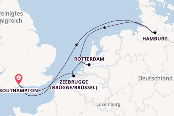 Außergewöhnliche Kreuzfahrt über Zeebrugge ab Southampton