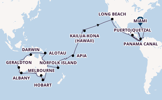 Transpacific from Sydney, Australia with the Seabourn Quest