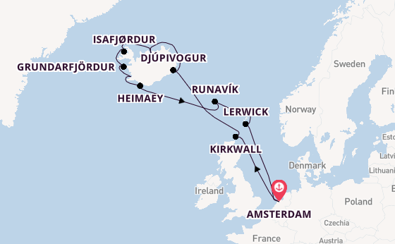Arctica vanaf Amsterdam, Nederland met de Zuiderdam