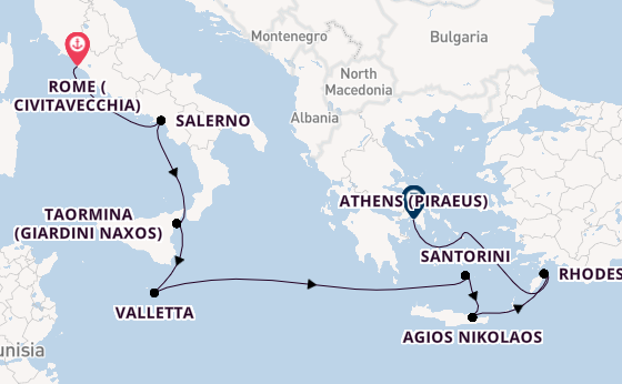 Mediterranean Sea from Rome (Civitavecchia), Italy with the Silver Nova