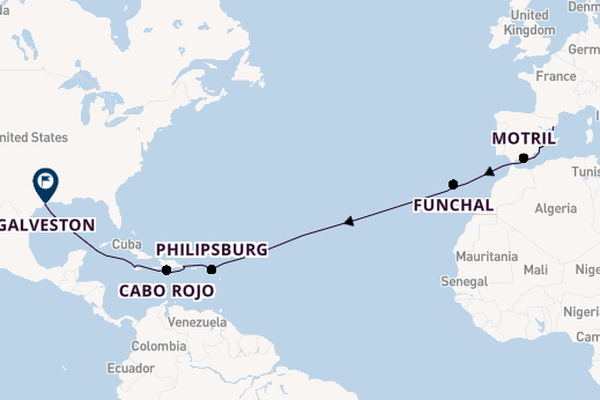 trans-Atlantisch vanaf Barcelona, Spanje met de Norwegian Viva