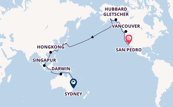 Transpazifik ab San Pedro, Los Angeles, USA auf der Grand Princess