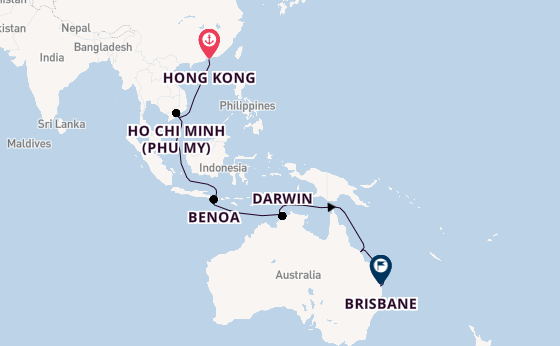 Australia from Hong Kong, China with the Carnival Luminosa