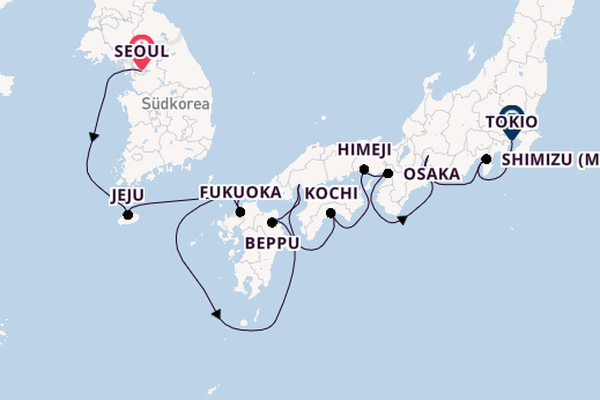 Japan ab Seoul, Südkorea auf der Norwegian Spirit