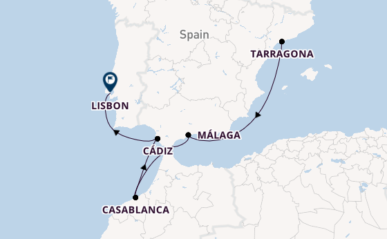 Western Mediterranean from Tarragona, Spain with the Celestyal Discovery