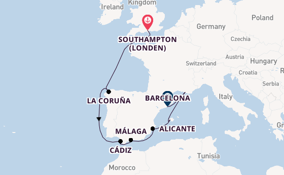 Westelijke Middellandse Zee vanaf Southampton (Londen), Engeland met de MSC Virtuosa