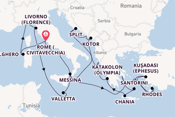 Mediterranean Sea from Rome (Civitavecchia), Italy with the Enchanted Princess
