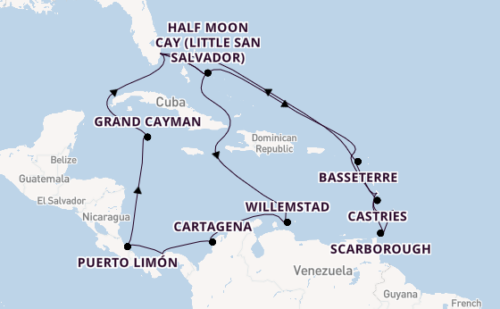 Caribbean from Fort Lauderdale (Port Everglades), Florida with the Volendam