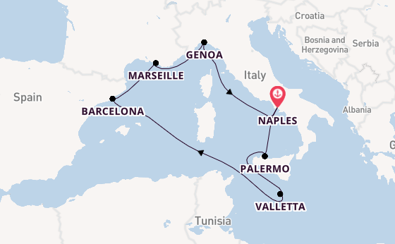 Western Mediterranean from Naples, Italy with the MSC Seaview