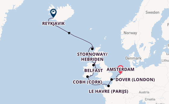 Britse Eilanden vanaf Amsterdam, Nederland met de Seven Seas Mariner