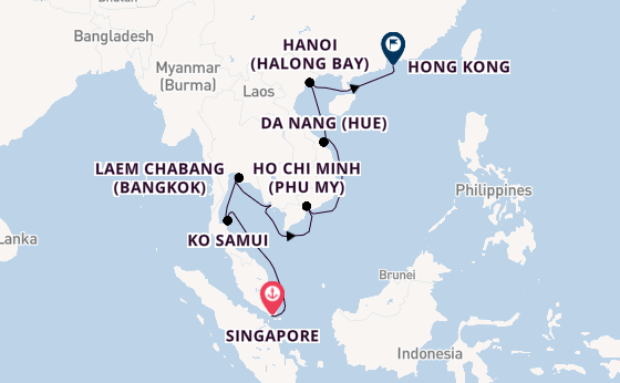 South East Asia from Singapore, Singapore with the Noordam