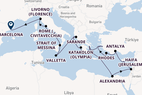 Mediterranean Sea from Athens (Piraeus), Greece with the Oosterdam