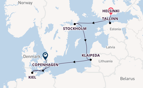 Baltic Sea from Helsinki, Finland with the Caribbean Princess