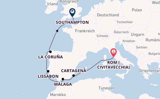 Westliches Mittelmeer ab Civitavecchia (Rom), Italien auf der Queen Victoria