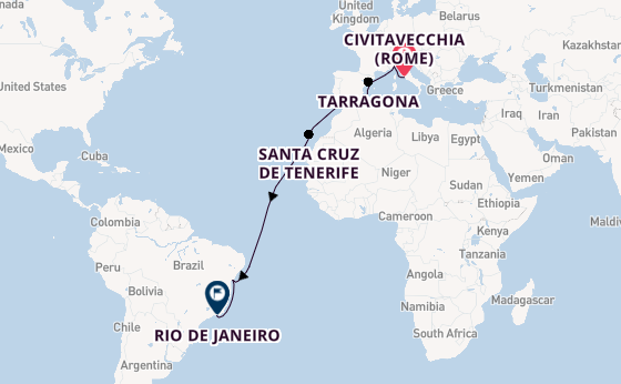 trans-Atlantisch vanaf Civitavecchia (Rome), Italië met de MSC Divina