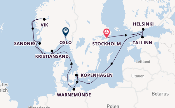 Norwegen ab Stockholm, Schweden auf der MSC Splendida