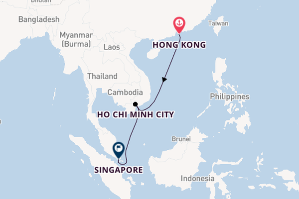 South East Asia from Hong Kong, China with the Queen Anne