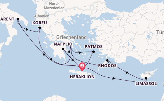 Östliches Mittelmeer ab Heraklion, Griechenland auf der Mein Schiff 5