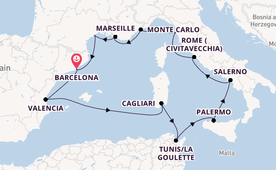 Western Mediterranean from Barcelona, Spain with the Viking Libra