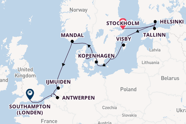 Engeland vanaf Stockholm, Zweden met de Sirena