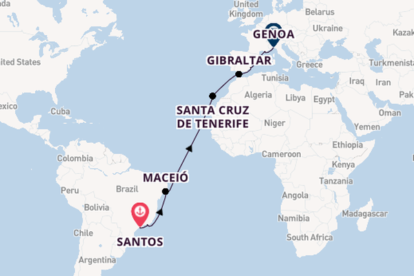 Transatlantic from Santos, Brazil with the MSC Seaview