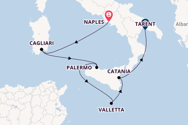 Western Mediterranean from Naples, Italy with the Costa Serena