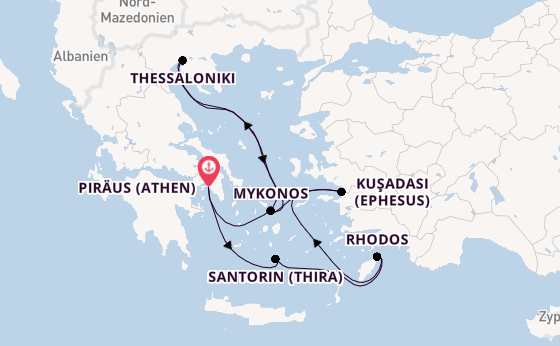 Östliches Mittelmeer ab Piräus (Athen), Griechenland auf der Celebrity Infinity