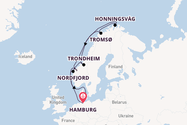 Noorwegen vanaf Hamburg, Duitsland met de Mein Schiff 1