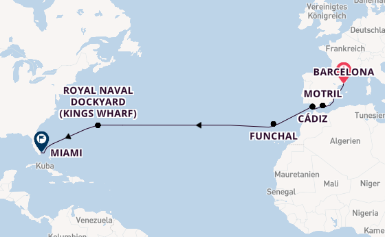 Transatlantik ab Barcelona, Spanien auf der Sonata (Oceania)