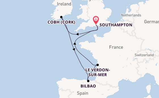 British Isles from Southampton, England with the Arvia