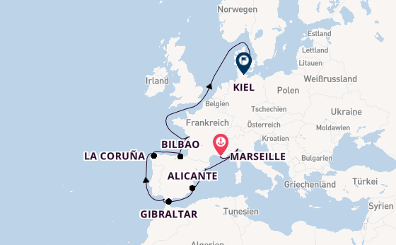 Westliches Mittelmeer ab Marseille, Frankreich auf der MSC Euribia