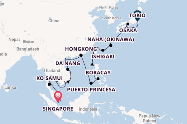 Zuidoost-Azië vanaf Singapore, Singapore met de Westerdam